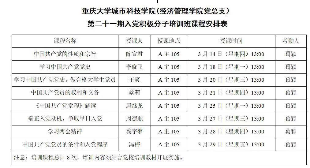 课程安排