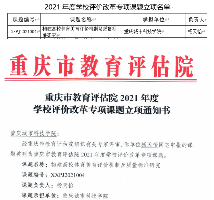 重庆城市科技学院获批立项重庆市教育评估院2021年度学校评价改革专项课题