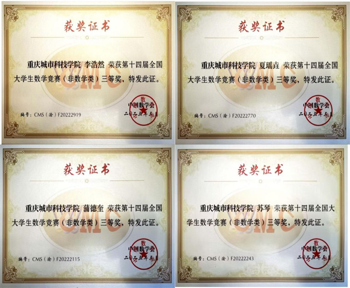 喜报！重庆城科学子在第十四届全国大学生数学竞赛中获奖！