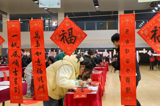 【巴南区融媒体中心】重庆城市科技学院巴南校区大学生同写中国“福” 迎新春